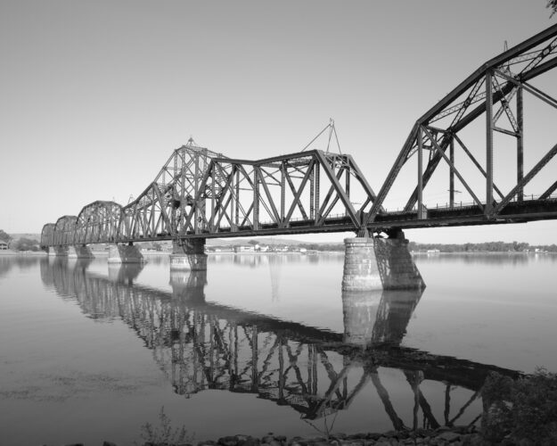 Pierre C&NW Bridge - South Elevation Oblique (Please credit Daniel R. Pratt and the Historic American Engineering Record)